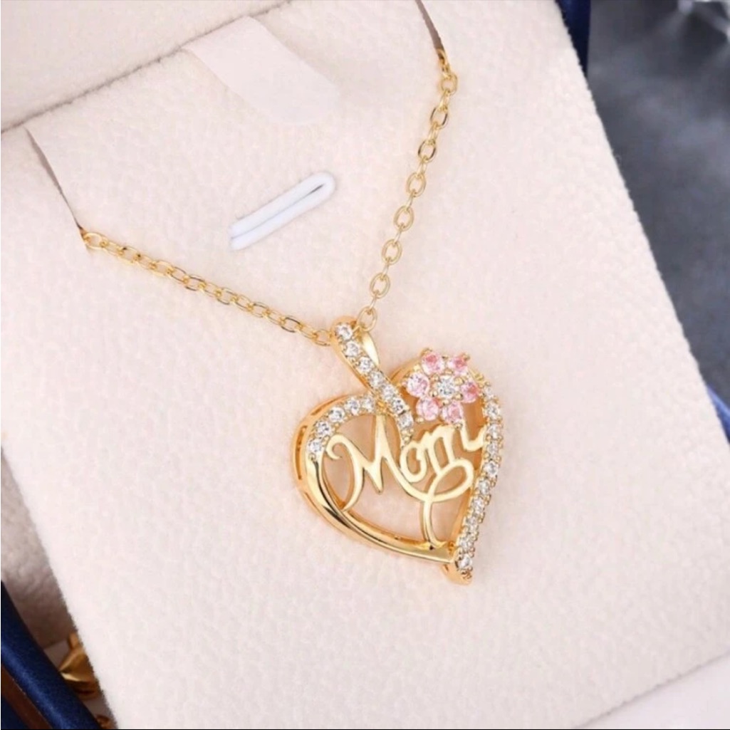 Love Pendant Jewelry Love Flower Mothers Day Mom Rhinestone Necklace 20$